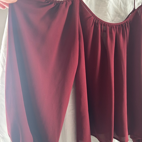 SUGAR + LIPS | WOMEN’S SHEER OFF-THE-SHOULDER BLOUSE | BURGUNDY | SMALL | NWT - Picture 6 of 11